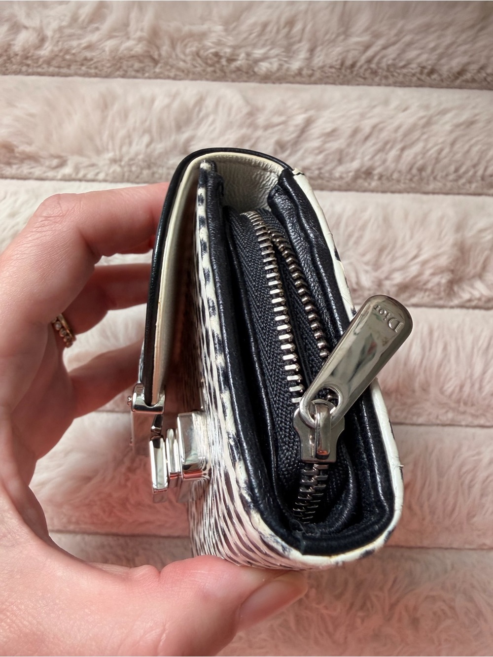 Dior Black and White Spotted Snakeskin Leather Wallet with Silver Hardware - Picture 12 of 13